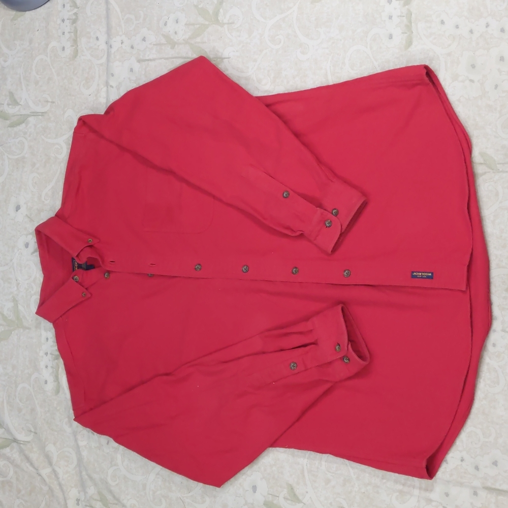 Men’s Woolrich 100% Cotton Button Down Red Flannel Shirt XL